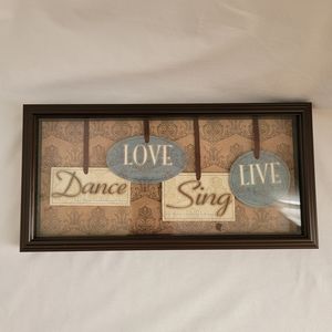 The Typography Sign Dance Love Sing Live Shadow Box Hanging Wall Art